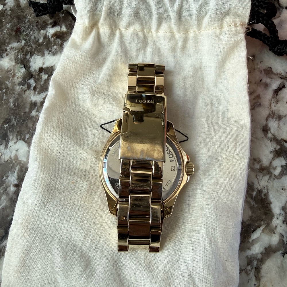 Fossil Gold Watch with Orange Face - Picture 6 of 11